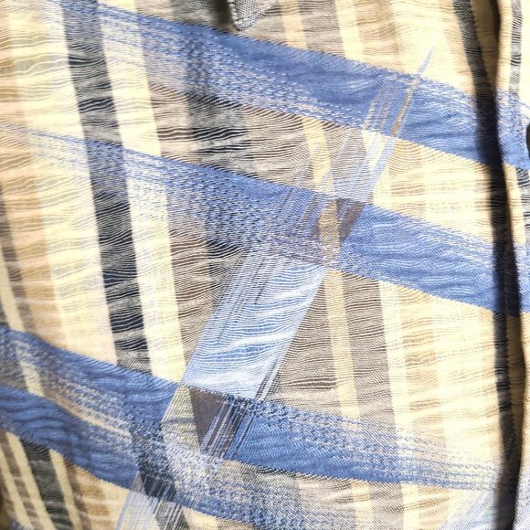 Jhane Barnes XXL Button-Down Shirt – 100% Cotton – Blue/Tan Plaid – Lightweight - Picture 5 of 10